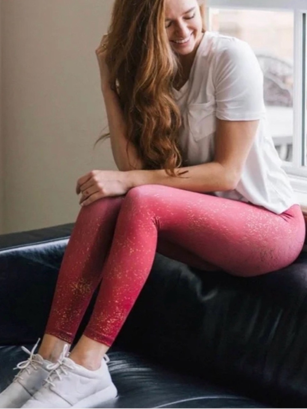 Zyia Active Red Stay Gold Light n Tight Hi-Rise 7/8 leggings